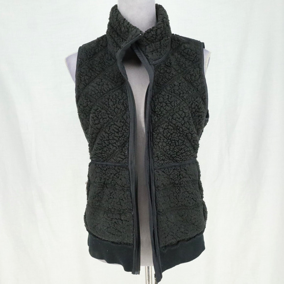 Prana Vest Womens Small Black Quilted Full Zip Sherpa Lined Mock Neck Zip Pocket - Picture 13 of 16